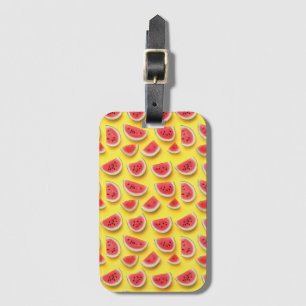 Étiquette À Bagage Fraîches de pastèque Motif sur Jaune