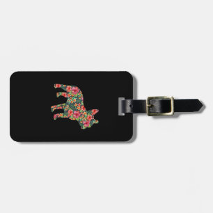 Étiquette À Bagage Français Bulldog Fleur Floral Frenchie Chien Silho