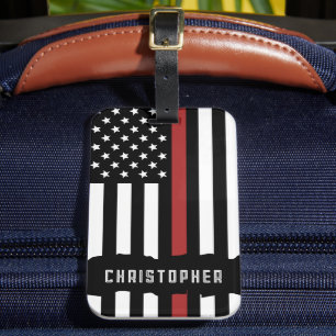 Étiquette À Bagage Frappe Frappe personnalisée mince Red Line USA