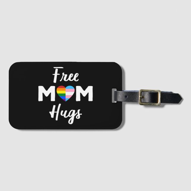 Étiquette À Bagage Free Mom Hugs II - Rainbow Gay Trans Pride (Devant Horizontal)