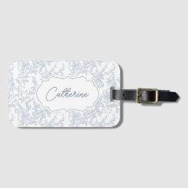 Étiquette À Bagage French Country Blue Toile Floral Lace Personalized