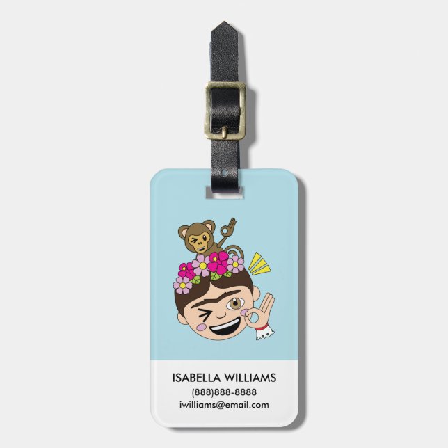 Étiquette À Bagage Frida Kahlo | FridaMoji - un OK (Devant Vertical)