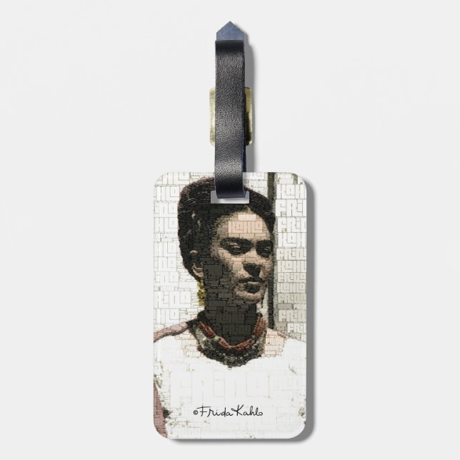 Étiquette À Bagage Frida Kahlo Portrait textile (Dos Vertical)