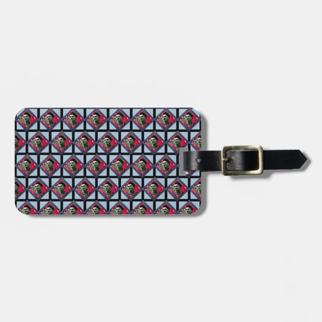 Étiquette À Bagage Frida Kahlo Retro Pink Denim (Devant horizontal)