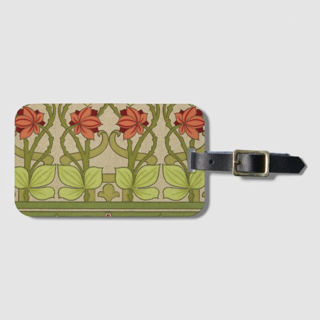 Étiquette À Bagage Frieze Bordure Art Nouveau Floral (Devant Horizontal)