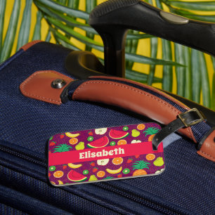 Étiquette À Bagage Fruit violet Motif mignon Fun Nom personnalisé