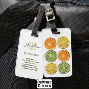 Étiquette À Bagage Fruits de Crochet frais minimaux et brillants
