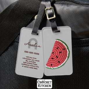 Étiquette À Bagage Fruits de pastèque Crochet mignonne Nom Initiales