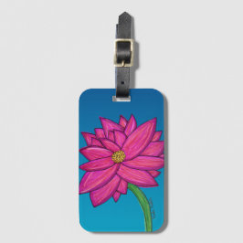 Étiquette À Bagage Fuchsia Pink Flower with blue background Tote