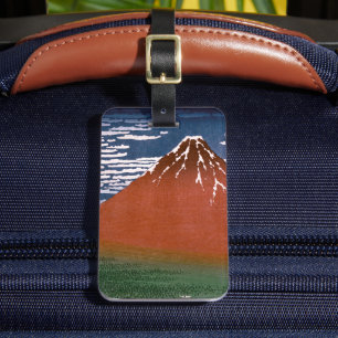 Étiquette À Bagage Fuji rouge, Aka Fujiyama Volcan Katsushika Hokusai
