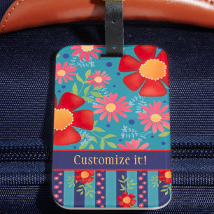 Étiquette À Bagage Fun personnalisé motif floral Nom Inspirivity