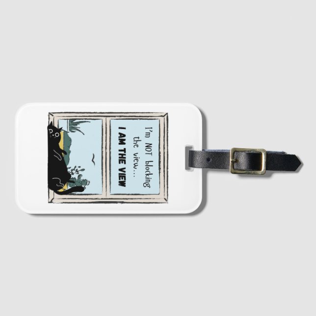 Étiquette À Bagage Funny Black Cat, je suis la vue (Devant Horizontal)