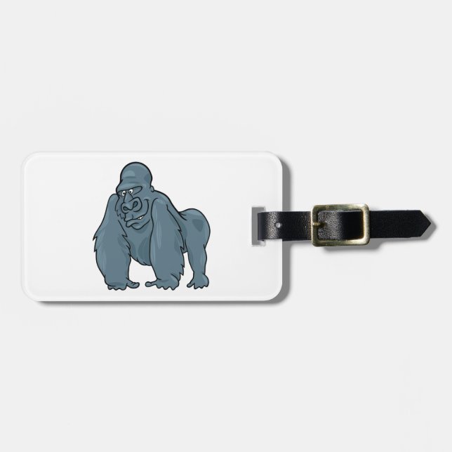 Étiquette À Bagage Funny Gorilla Cool Bleu Ape Animal Design (Devant horizontal)