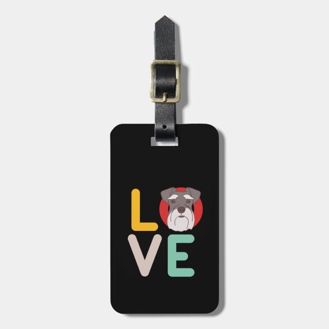 Étiquette À Bagage Funny I Love Miniature Schnauzer I Heart Amoureux  (Devant Vertical)