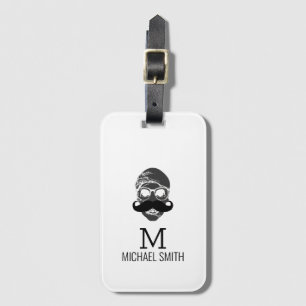 Étiquette À Bagage Funny Mustache Monogramme #2