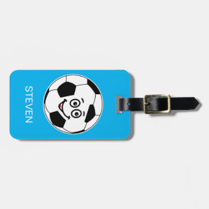 Étiquette À Bagage Funny Sport personnalisé balle de football bleu 