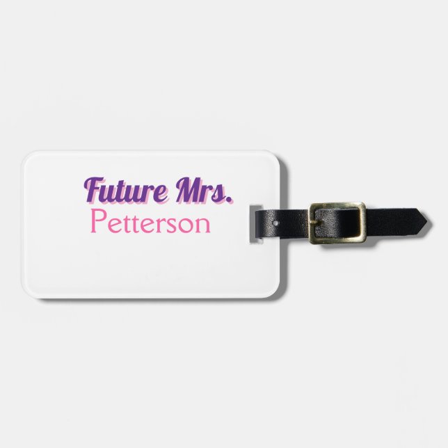 Étiquette À Bagage Futur Mme ajouter nom de la mariée enterrement de  (Devant horizontal)
