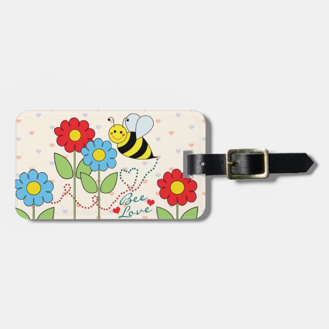 Étiquette À Bagage Gaffez l'abeille avec l'adresse de fleurs (Devant horizontal)