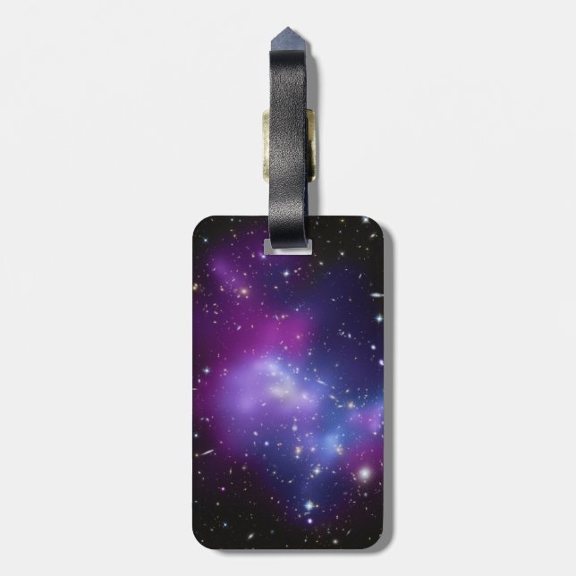 Étiquette À Bagage Galaxie noire et violette Cluster Photo céleste (Dos Vertical)