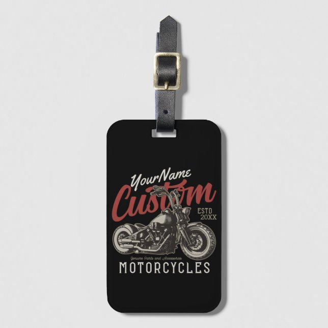 Étiquette À Bagage Garage de moto Rebel Cruiser Personnalisé (Devant Vertical)