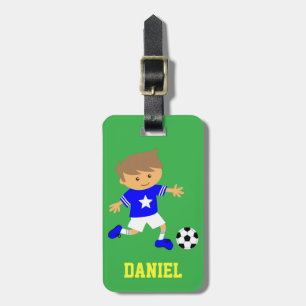 Étiquette À Bagage Garçon Star de Football Mignon, Thème Football