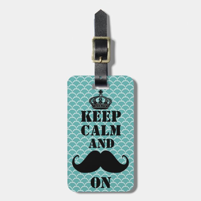Étiquette À Bagage Gardez la moustache calme dessus (Devant Vertical)