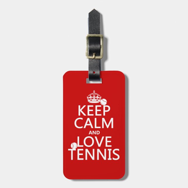 Étiquette À Bagage Gardez le calme et aimez le tennis (Devant Vertical)