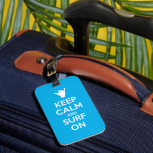 Étiquette À Bagage Gardez le calme et le Surf allumés