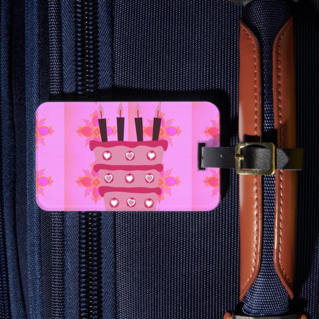 Étiquette À Bagage Gâteau d'anniversaire floral pour elle / Filles Ar (Insitu Rectoal 4)