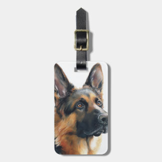 Étiquette À Bagage German shepherd portrait watercolor