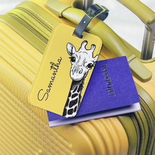 Étiquette À Bagage Girafe jaune personnalisée