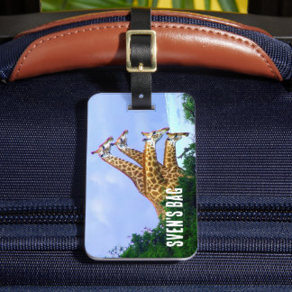 Étiquette À Bagage Giraffe africaine 4 têtes