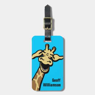 Étiquette À Bagage Giraffe graphique riant nommé étiquette de bagages