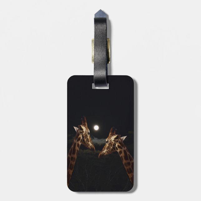 Étiquette À Bagage Giraffe Love In the Moonlight (Dos Vertical)