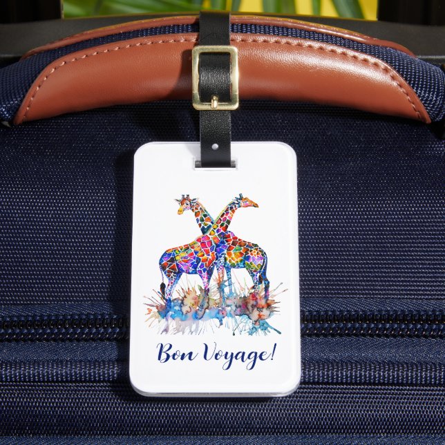 Étiquette À Bagage Giraffes couleur arc-en-ciel personnalisé (Insitu Rectoal 2)