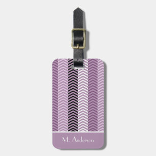Étiquette À Bagage Girl Purple Chevron Stripes Motif et nom
