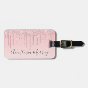 Étiquette À Bagage Girly Glam Blush Rose Gold Parties scintillant Dri