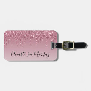 Étiquette À Bagage Girly & Glam Purple Rose Gold Parties scintillant 