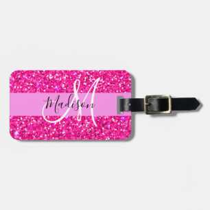 Étiquette À Bagage Glam Girly Hot rose Parties scintillant étincelles
