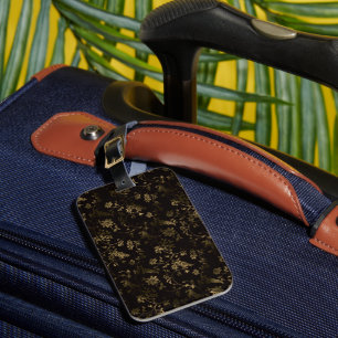 Étiquette À Bagage Glam or feuille motif brun