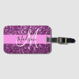 Étiquette À Bagage Glam Pink & Purple Parties scintillant Sparkings N