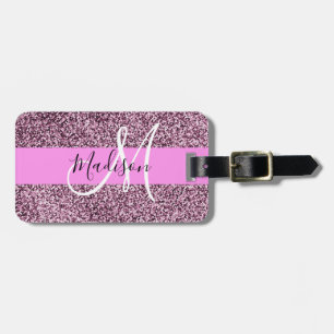 Étiquette À Bagage Glam Pink & Violet Parties scintillant étincelles