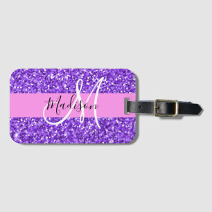 Étiquette À Bagage Glam Purple & Pink Parties scintillant Étincelle N
