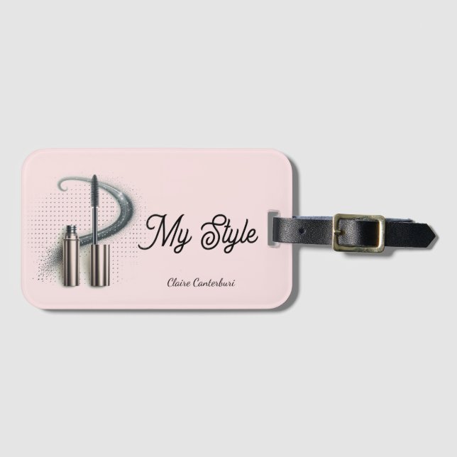 Étiquette À Bagage Glam Rose Gold Metallic Mascara Design (Devant Horizontal)