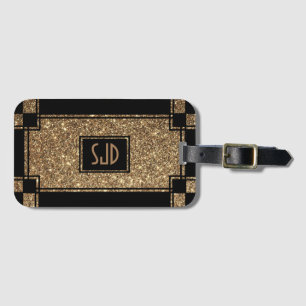 Étiquette À Bagage Glamourde Gatsby Gold Parties scintillant Art Déco