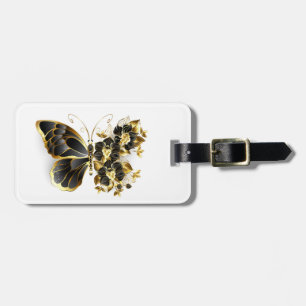 Étiquette À Bagage Gold flower Butterfly with Black Orchid