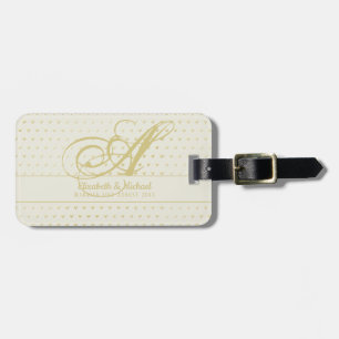 Étiquette À Bagage Gold Love Hearts Monogram Mariage Cadeau Newlyweet