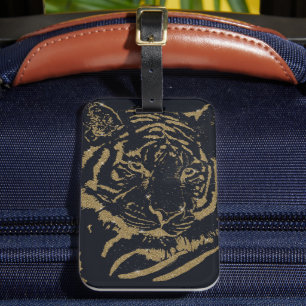 Étiquette À Bagage Gold Tiger noir Design