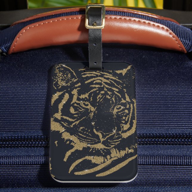 Étiquette À Bagage Gold Tiger noir Design (Insitu Rectoal 2)