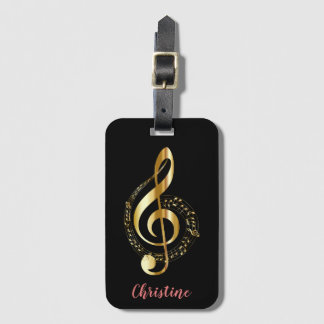 Étiquette À Bagage Gold Treble Clef Personnalisé